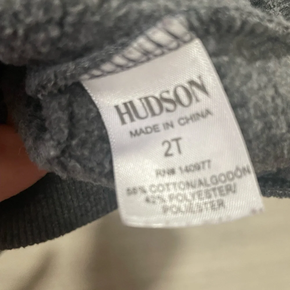Hudson Jeans Kids Gray Hoodie with Red‎ Rose Embroidery